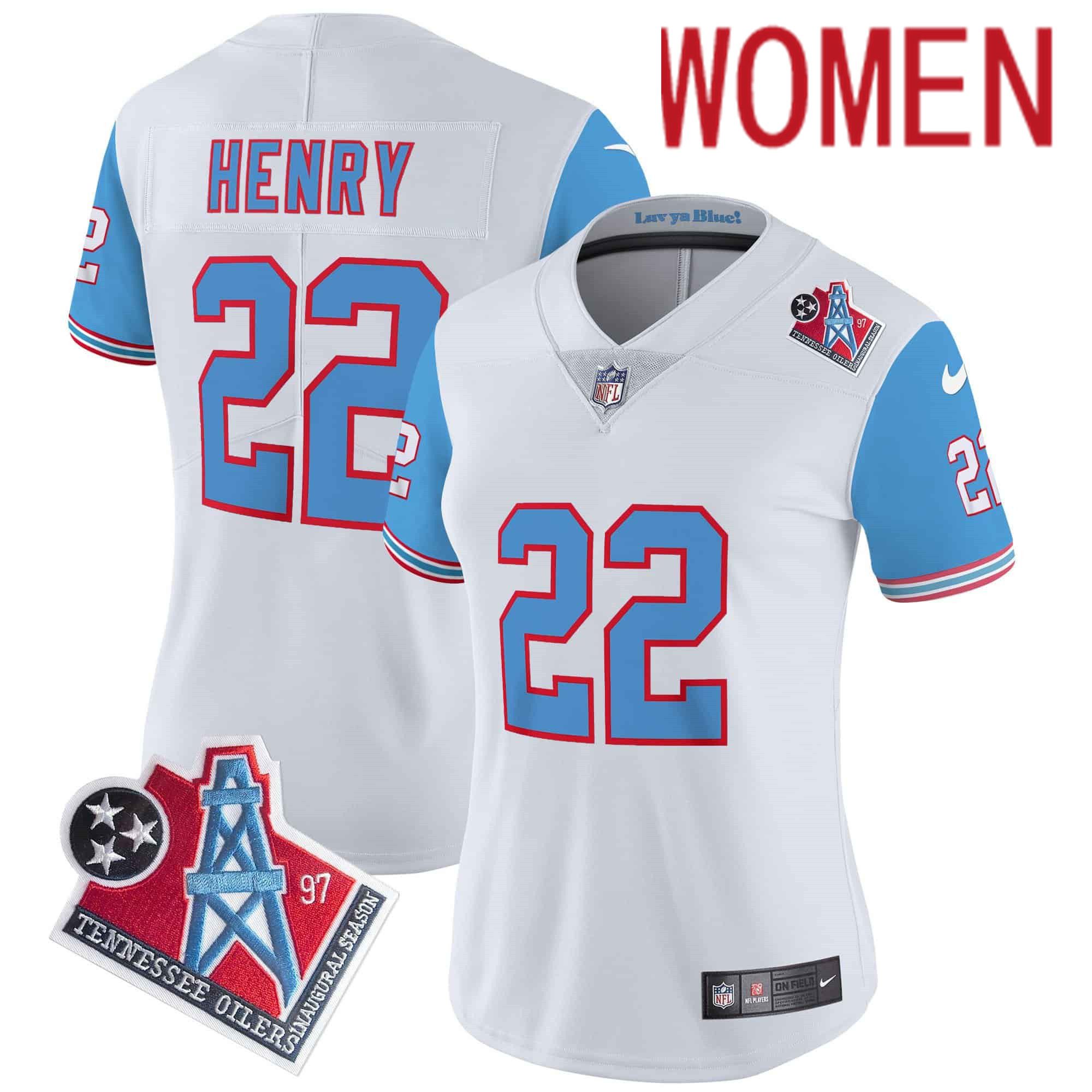Women Tennessee Titans #22 Henry White 1997 Throwback 2024 Nike Limited Vapor NFL Jersey style 1->women nfl jersey->Women Jersey